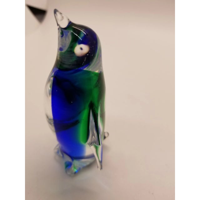 Vintage Murano-Esque Art Glass Blue and Green Penguin...great for your collection or a design display.
