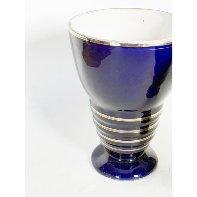 Vintage French Blue Vases in Ceramic, 1960, Set of 2 For Sale - Image 4 of 9