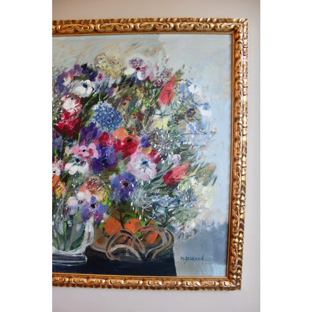 Large French Still Life Flowers Oil Painting by Monique Journod For Sale - Image 4 of 12