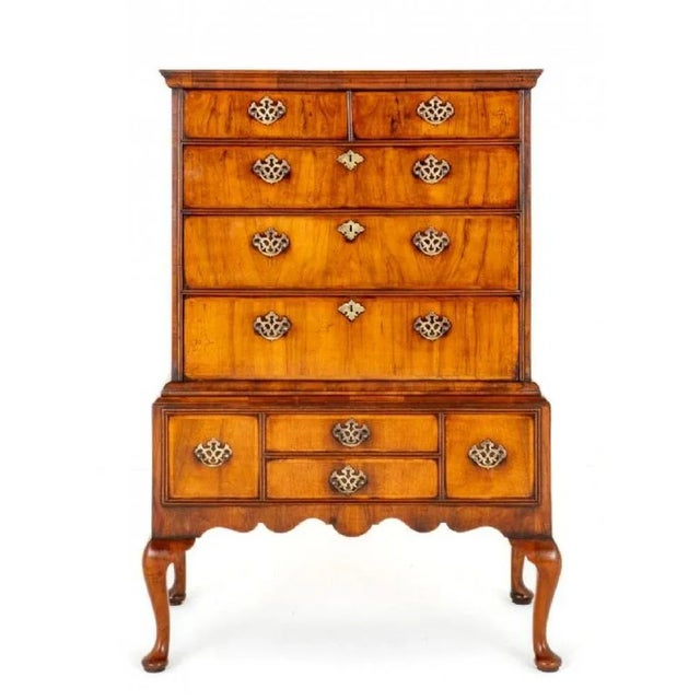 Wood Georgian Chest on Stand in Walnut For Sale - Image 7 of 10