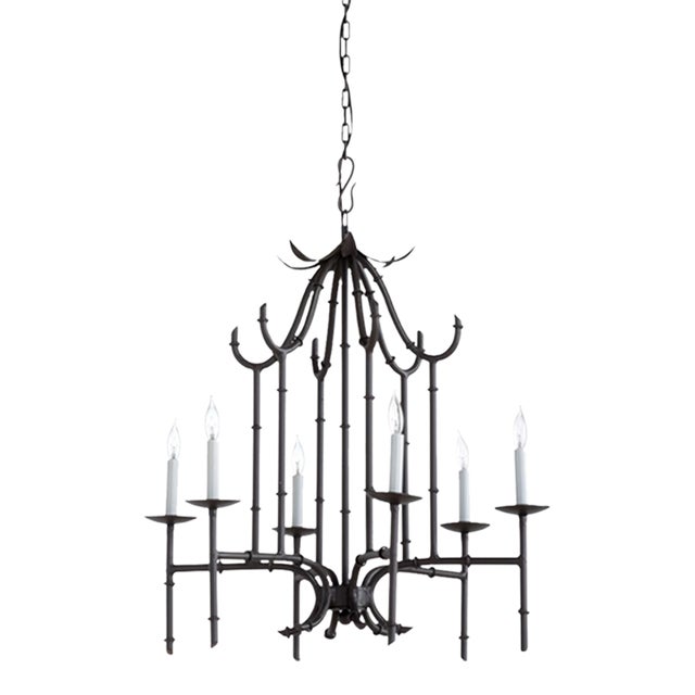 Wildwood Bamboo Chandelier - Charcoal Finish For Sale