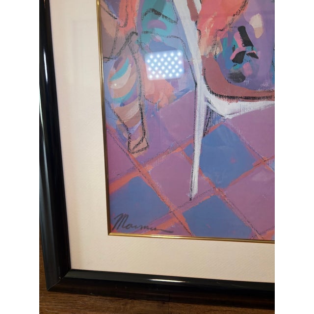 Contemporary Vintage Framed Isaac Maimon Corner Cafe Figurative Lithograph Art For Sale - Image 3 of 16