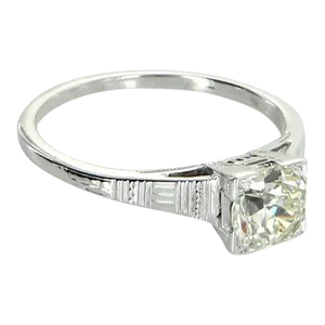 Antique Deco 0.85 Carat Diamond Ring Vintage 18 Karat White Gold Estate size 7