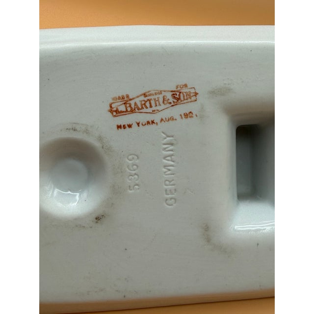 Pair of Antique German Porcelain Chambersticks With Match Holders & Strikers, Circa 1900 For Sale In Seattle - Image 6 of 9