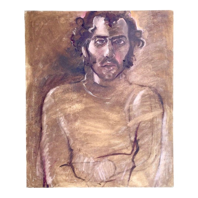 Late 20th Century Boho Chic Regone Pierokkis Signed Oil Painting For Sale