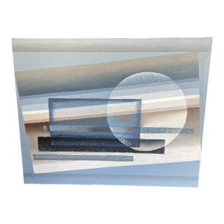 Original Oversized Blue Cubist Style Geometric Painting For Sale