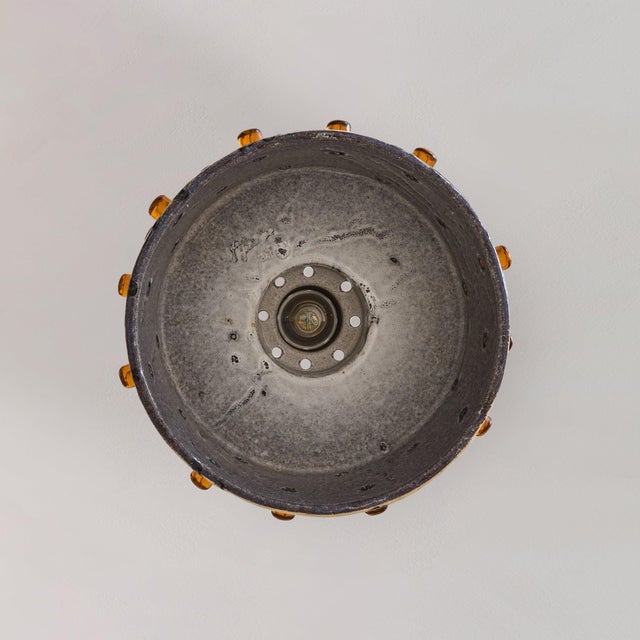 Danish Ceramic Amber Glass Pendant Light by Jette Helleroe for Axella, 1960s For Sale - Image 10 of 10