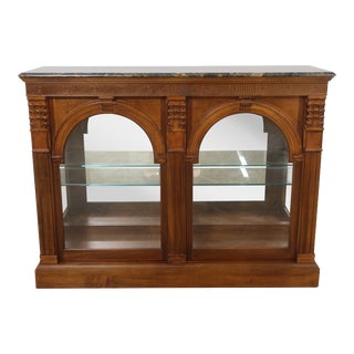 Pulaski Marble Top Lighted Curio Console Cabinet For Sale