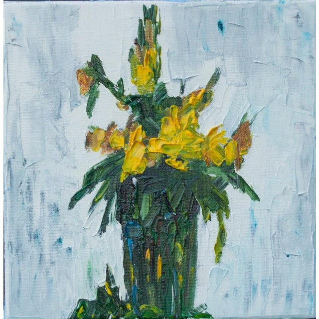 This painting was created using traditional oil painting techniques with expressive impasto brushwork. The work is...