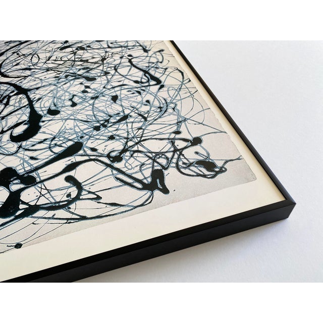 Jackson Pollock Vintage 1998 Abstract Expressionist Lithograph Print Framed Modernist Exhibition Poster " Number 14 : Gray " 1948 For Sale - Image 12 of 17