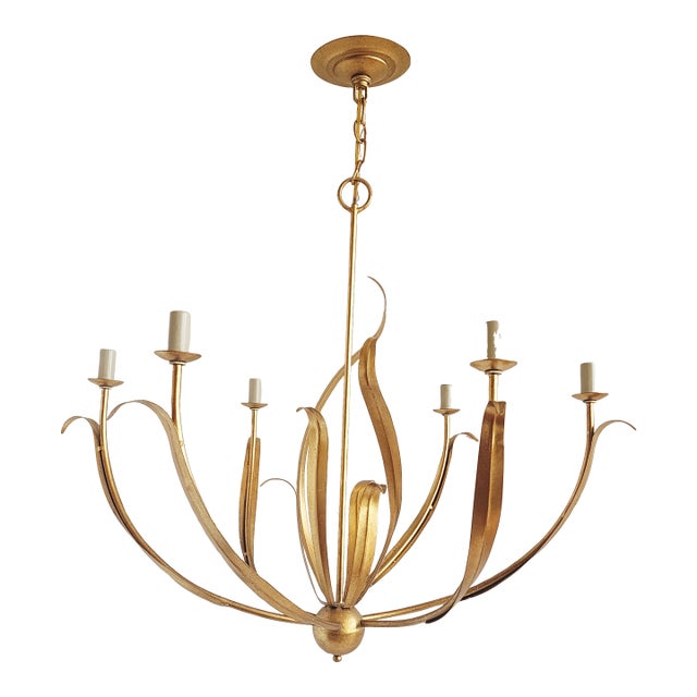 Currey & Company Menefee Gilt Wrought Chandelier For Sale
