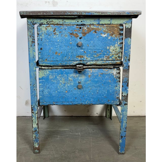 Industrial Blue Iron Chest of Drawers, 1950s For Sale - Image 9 of 18
