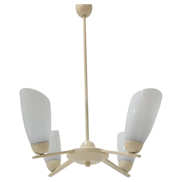 White Mid-Century White Chandelier, 1970s For Sale - Image 8 of 8