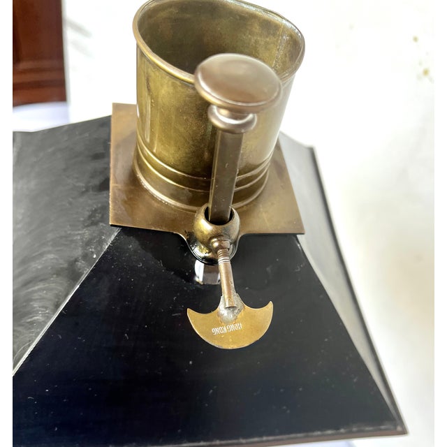 1970s Chapman Brass French Bouillotte Lamp With Black Tole Shade For Sale - Image 9 of 14