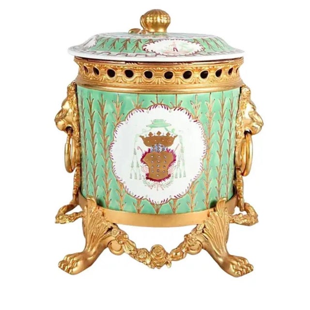 Art Nouveau European Porcelain and Gilt Bronze Covered Vessel For Sale - Image 3 of 9