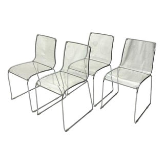 Vintage Acrylic Glass Chairs by Calligaris, Italy, 1980, Set of 4 For Sale