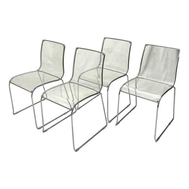 Vintage Acrylic Glass Chairs by Calligaris, Italy, 1980, Set of 4 For Sale