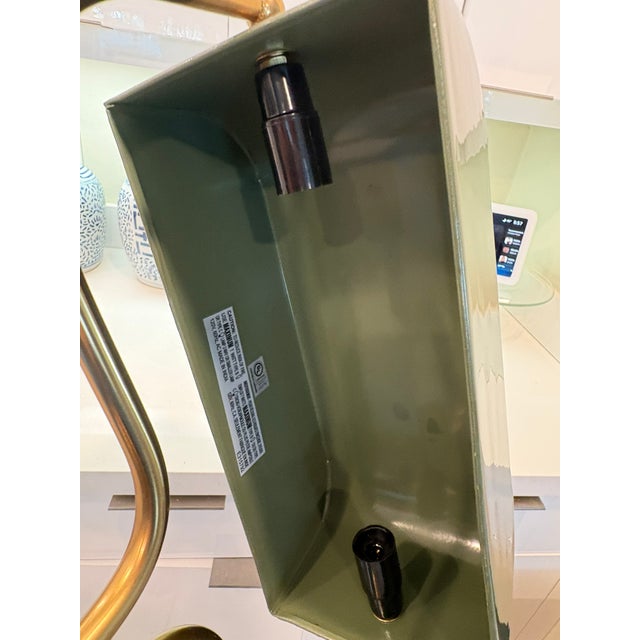 Contemporary Army Green Lacquer Brass Modern Banker Desk Lamp For Sale - Image 15 of 16