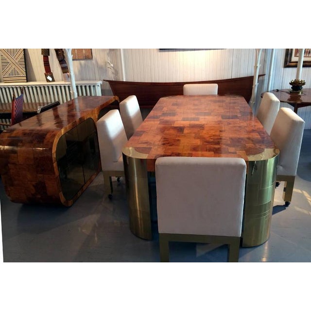 Metal Set of Six Brass Cityscape Chairs Paul Evans for Directional For Sale - Image 7 of 10