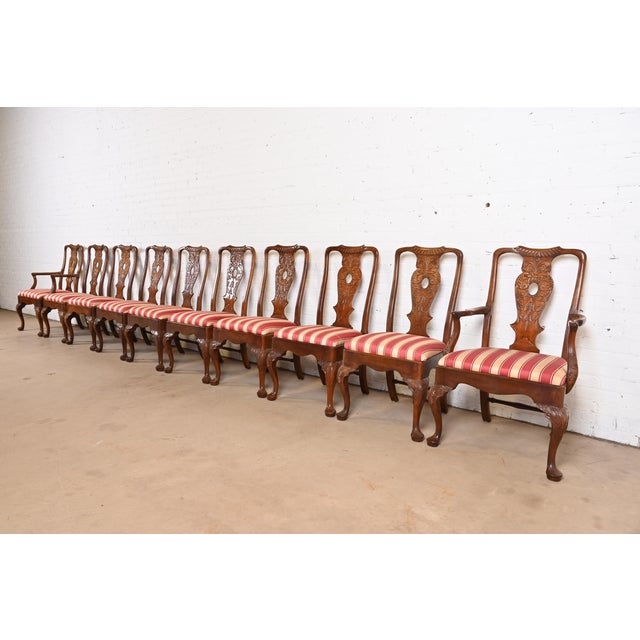 Henredon Chippendale Carved Mahogany Dining Chairs, Set of Ten For Sale - Image 11 of 11