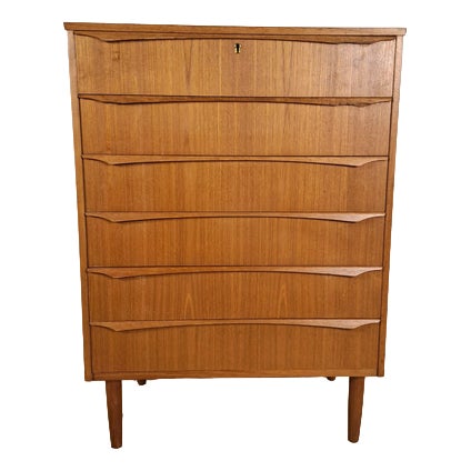 Danish Teak Six-Drawer Chest of Drawers Mid-Century Scandinavian Design, 1960s For Sale