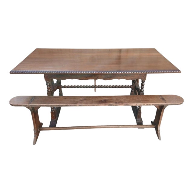 Antique Victorian Walnut Refectory Farmhouse Dining Table For Sale