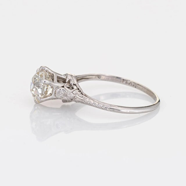 Vintage Art Deco GIA 1.55ct Diamond Ring Engagement Platinum Jewellery size 6.25 For Sale - Image 4 of 7