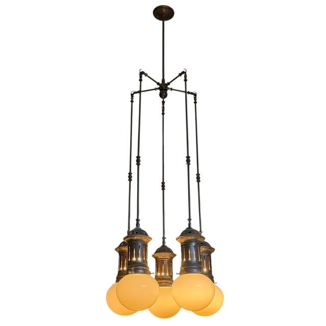Late 20th Century American Five-Arm Chandelier For Sale - Image 4 of 13
