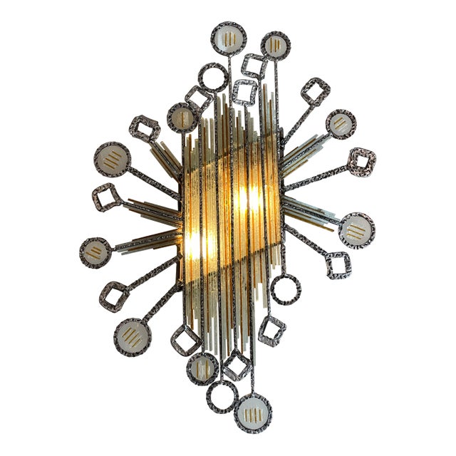 Wall Lamp in Iron and Glass from Poliarte, Italy, 1960s For Sale