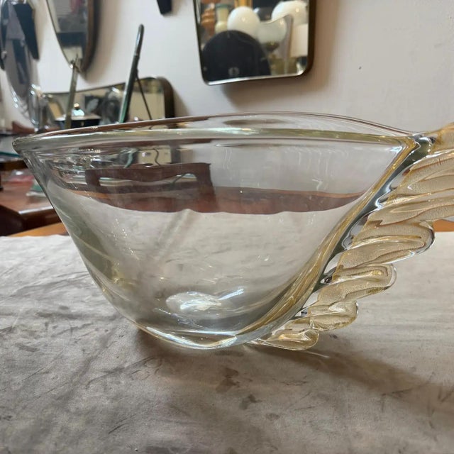 1990s Modern Christian Dior Clear and Gold Murano Glass Big Wing Centerpiece For Sale - Image 6 of 17