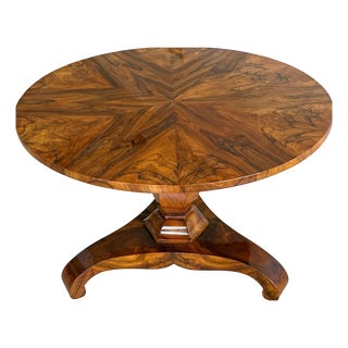 Biedermeier Round Walnut Table, Germany, 1840 For Sale