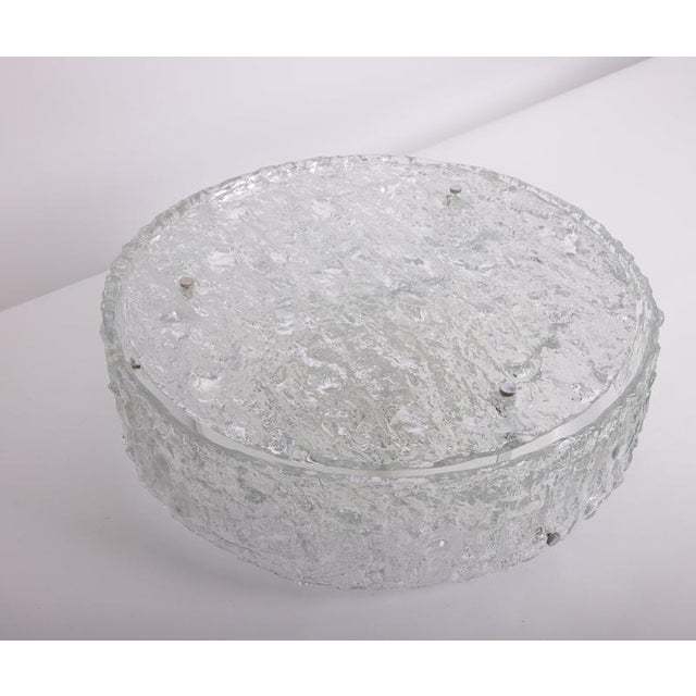 Large Murano Glass Flushmount Fixture in the style of Kaiser, Germany, 1960s For Sale - Image 4 of 13