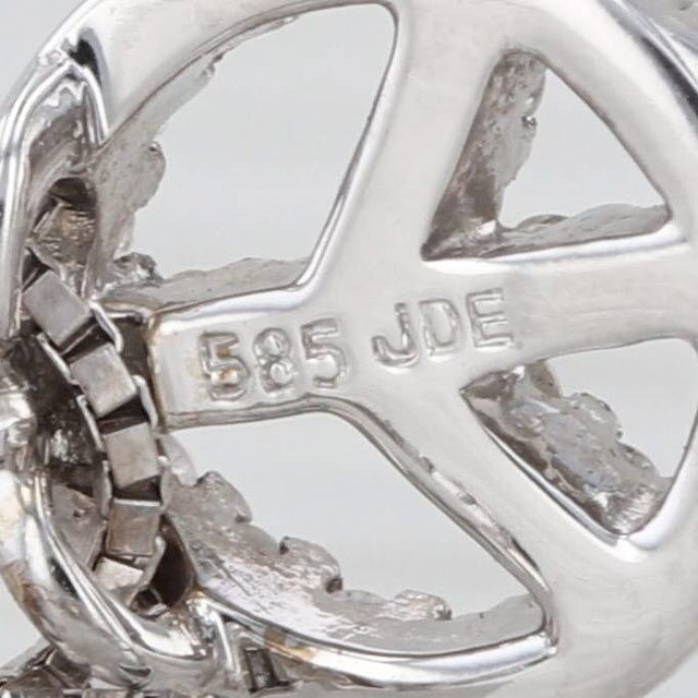 2010s 0.16ctw Diamond Peace Sign Pendant Necklace 14k White Gold 17.5" Box Chain For Sale - Image 5 of 6