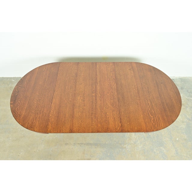 Stickley Brothers Style Antique Mission Oak Arts & Crafts Extension Dining Table, Newly Refinished For Sale - Image 12 of 13