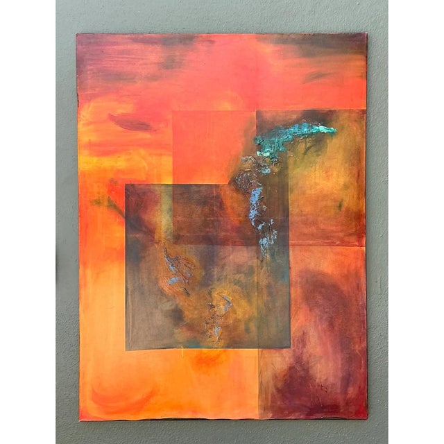 Vintage Abstract Expressionist Oil Painting on Canvas For Sale - Image 4 of 13