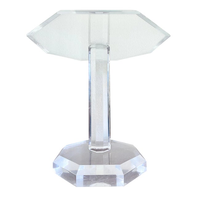 1970s Minimalist Octagonal Thick Lucite Table For Sale
