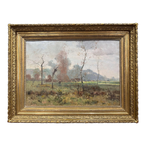 19th Century French Landscape Oil Painting in Giltwood Frame Signed E. Laval