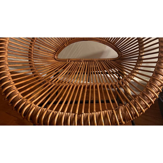 1960s Mid Century Bent Rattan Saucer Sunburst Accent Chair by California Asia For Sale - Image 12 of 12