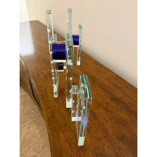 Glass Fay Miller Unique Glass Menorah Sculpture For Sale - Image 7 of 7