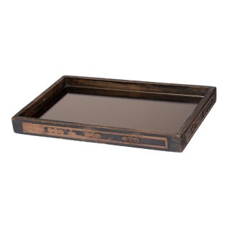 Chinese Folk Painted Mirror Tray, C. 1940 For Sale