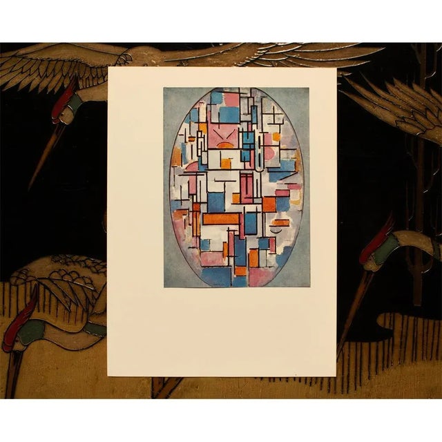 Piet Mondrian 1958 After Piet Mondrian "Color Squares in Oval" Vintage Full-Color Print From England For Sale - Image 4 of 7