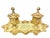 Victorian Era Aesthetic Movement French Solid Brass Antique Double Inkwell With Porcelain Inserts, ca.1880 For Sale - Image 9 of 11