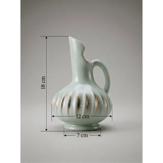 Ceramic Iridescent Celadon Green Ceramic 9002 Vase by B. Letalle Saint-Clément, 1960s For Sale - Image 7 of 9