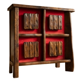 Mid-Century Scandinavian Style Brutalist Backlit Bar Cabinet in Wood, 1970s For Sale