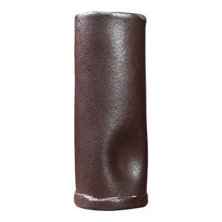 Vintage Japanese Raku Vase With Crackle Glaze Interior, Signed For Sale