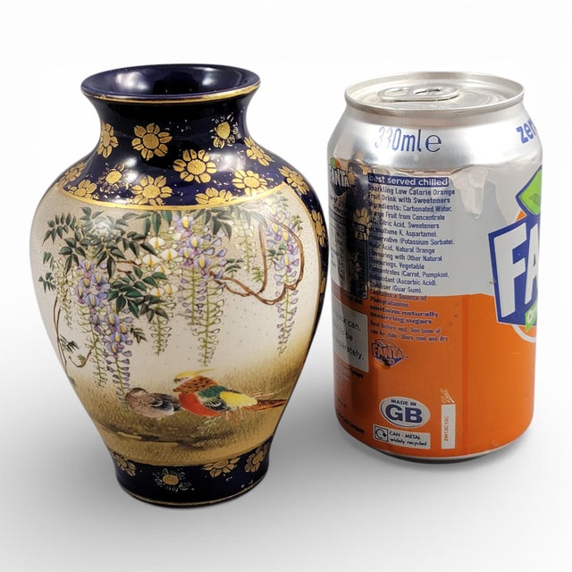 Meiji Kinkozan Kyoto Satsuma Vase in Cobalt Blue & Gilt Moriage, 1895 For Sale - Image 13 of 14