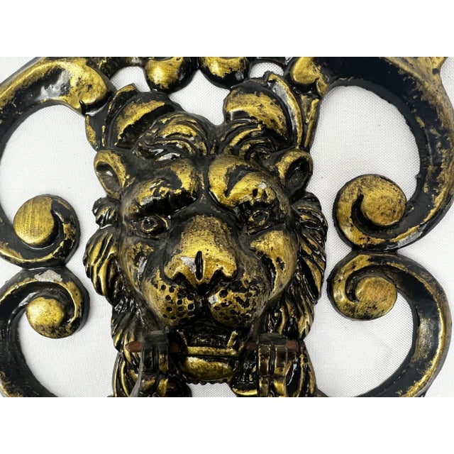 This ferocious large classical lion door knocker has been saved from a pre-eminent building in Palm Beach. The knocker is...
