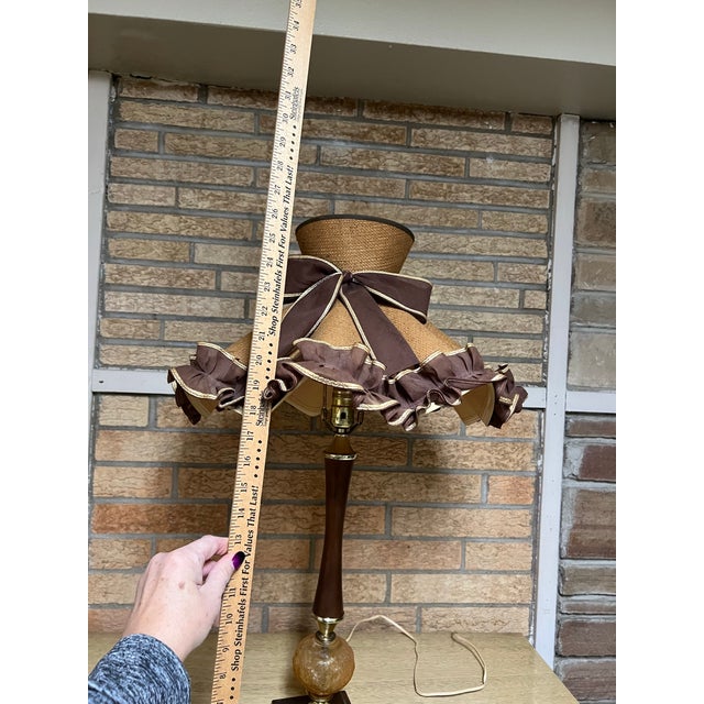 Vintage Fancy Wood and Glass Table Lamp For Sale - Image 9 of 10