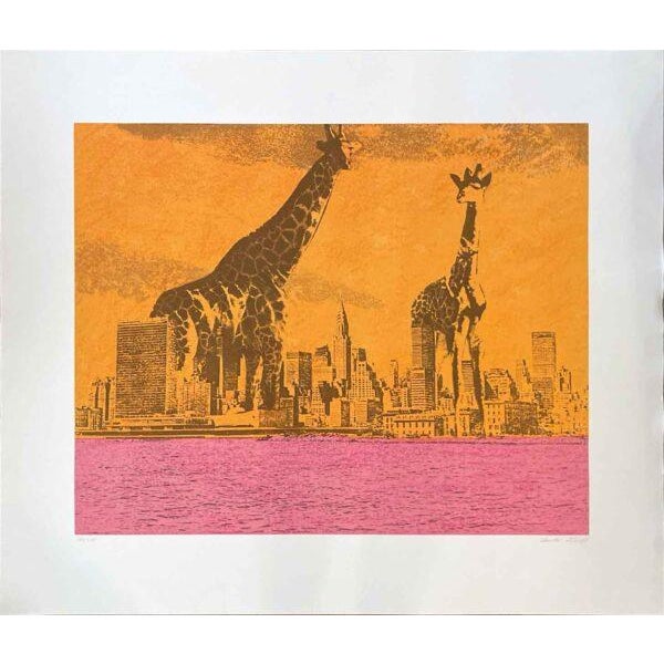 1970s Giant Giraffe by Anita Steckel, Original Silkscreen Print For Sale