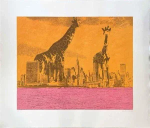 1970s Giant Giraffe by Anita Steckel, Original Silkscreen Print